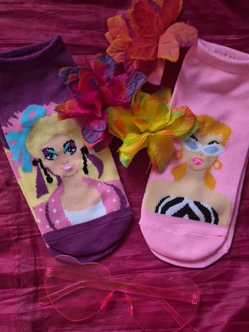 Pink & Purple Barbie Ankle Socks